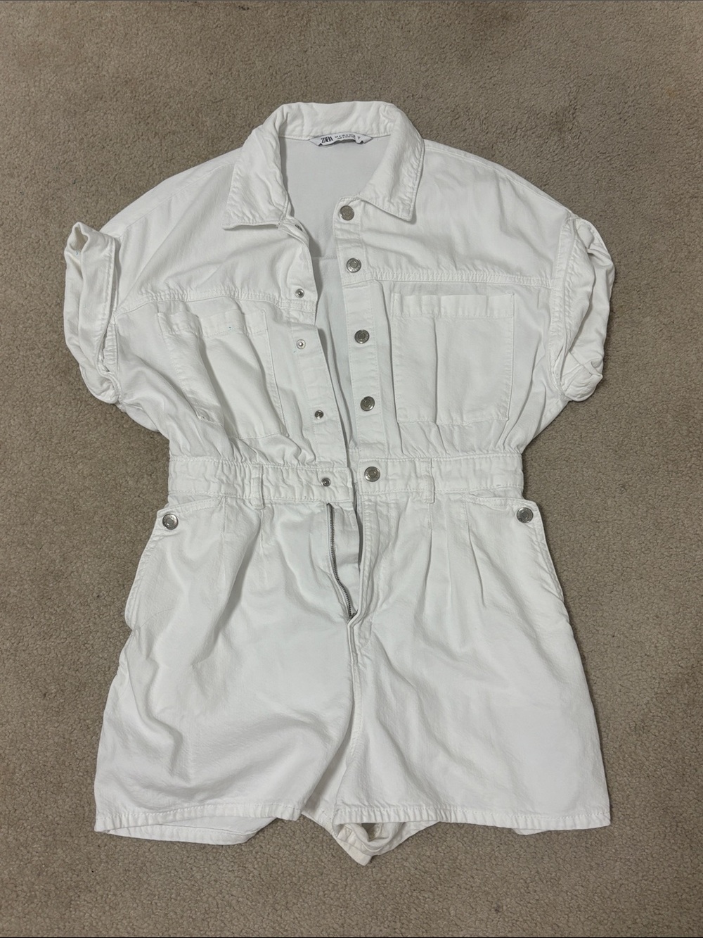 Zara White Utility Romper